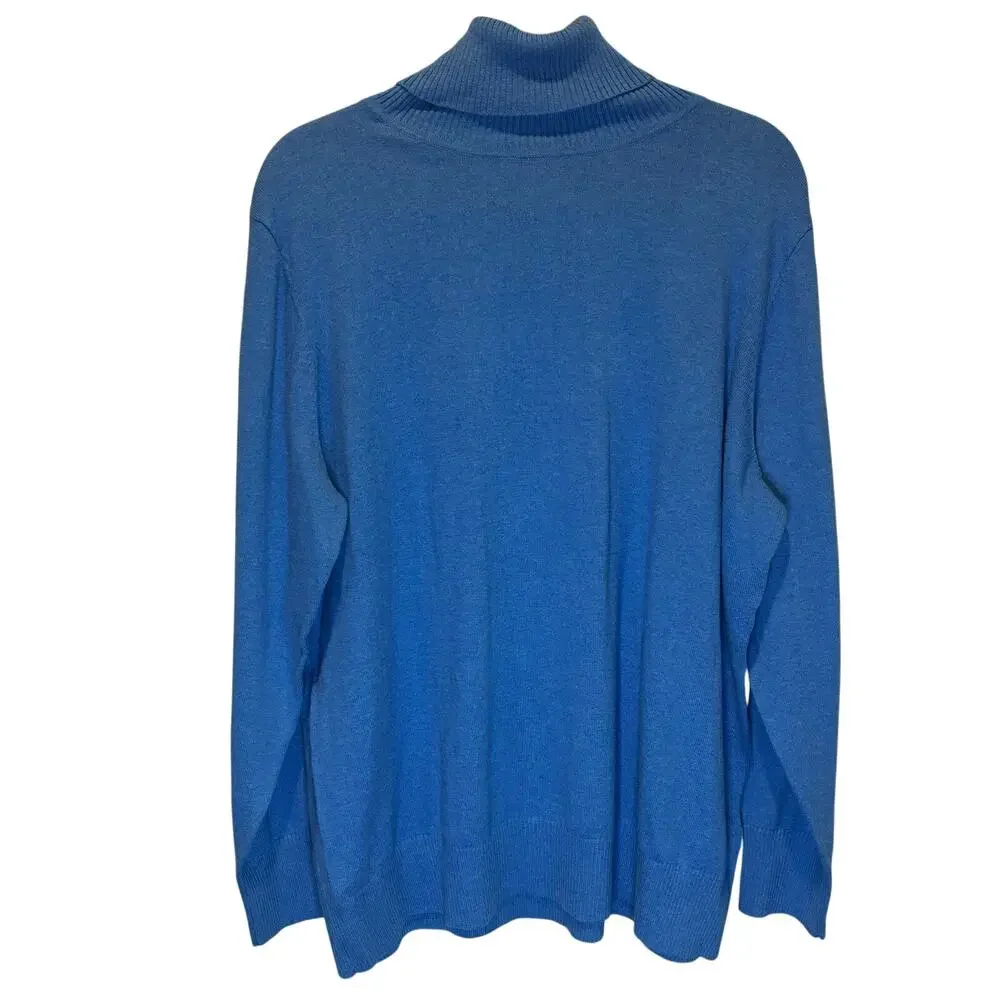 L.L. Bean Blue Cotton Cashmere Turtleneck Sweater - size 2X